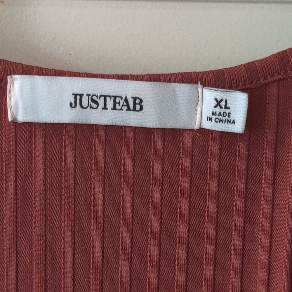 JustFab Ribbed Rust Jumpsuit - Picture 2 of 6